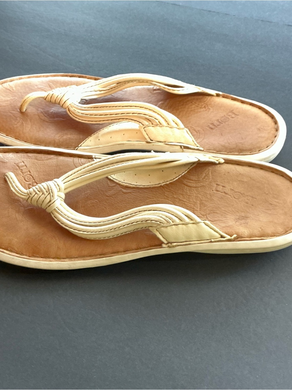 Born Women's Tan Footbed Sandals with Cream Braided Straps - Picture 4 of 6